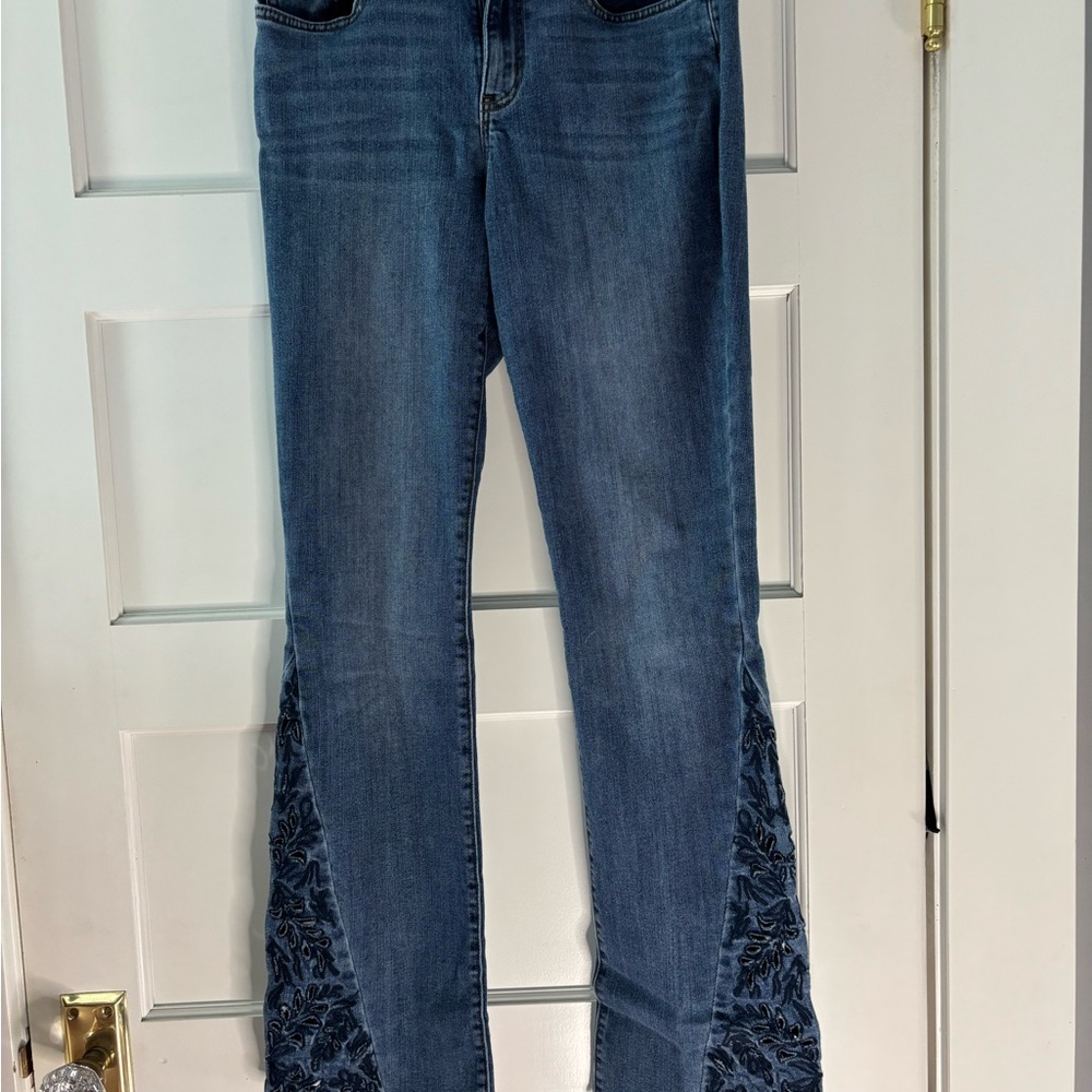 INC International Concepts Blue Flare Wide Leg Jeans